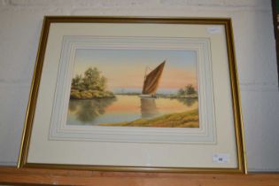 Adrian Wincup, Norfolk Wherry at Oulton, watercolour, framed and glazed