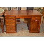 Modern dark wood twin pedestal office desk