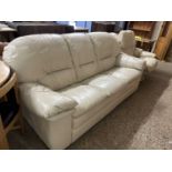 Modern cream leather three seater sofa