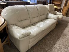 Modern cream leather three seater sofa