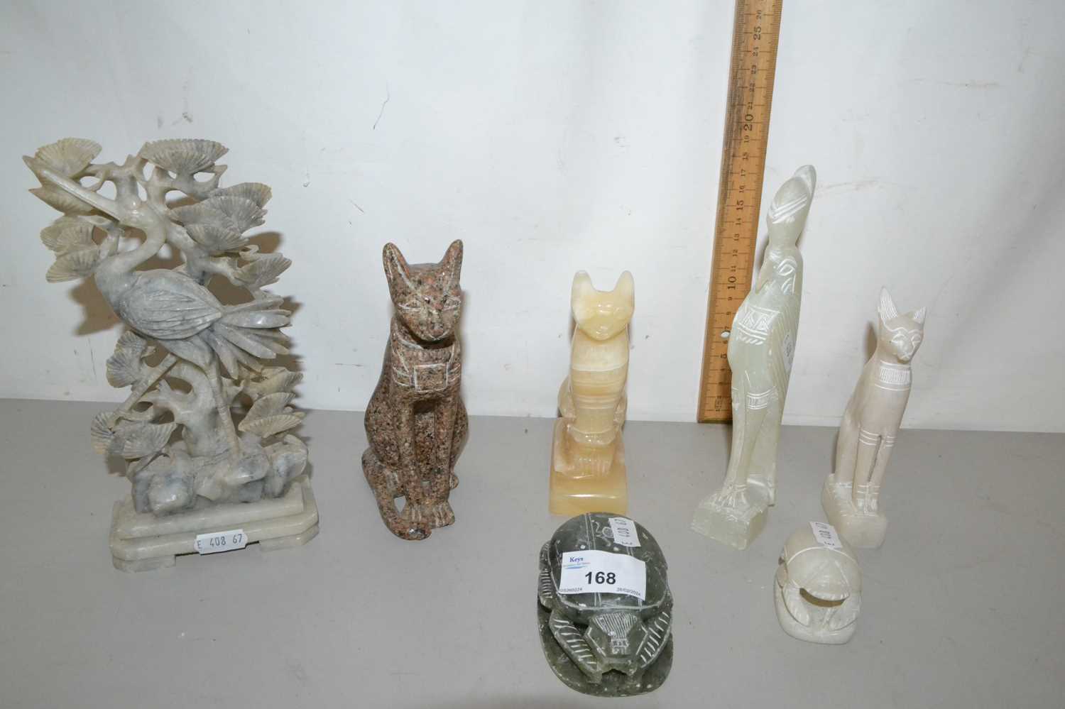 Mixed Lot: Various Egyptian and other tourist ware carved stone ornaments