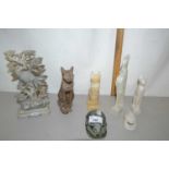 Mixed Lot: Various Egyptian and other tourist ware carved stone ornaments