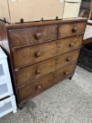 Victorian mahogany five drawer chest with turned knob handles