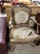 A French tapestry covered armchair (a/f)
