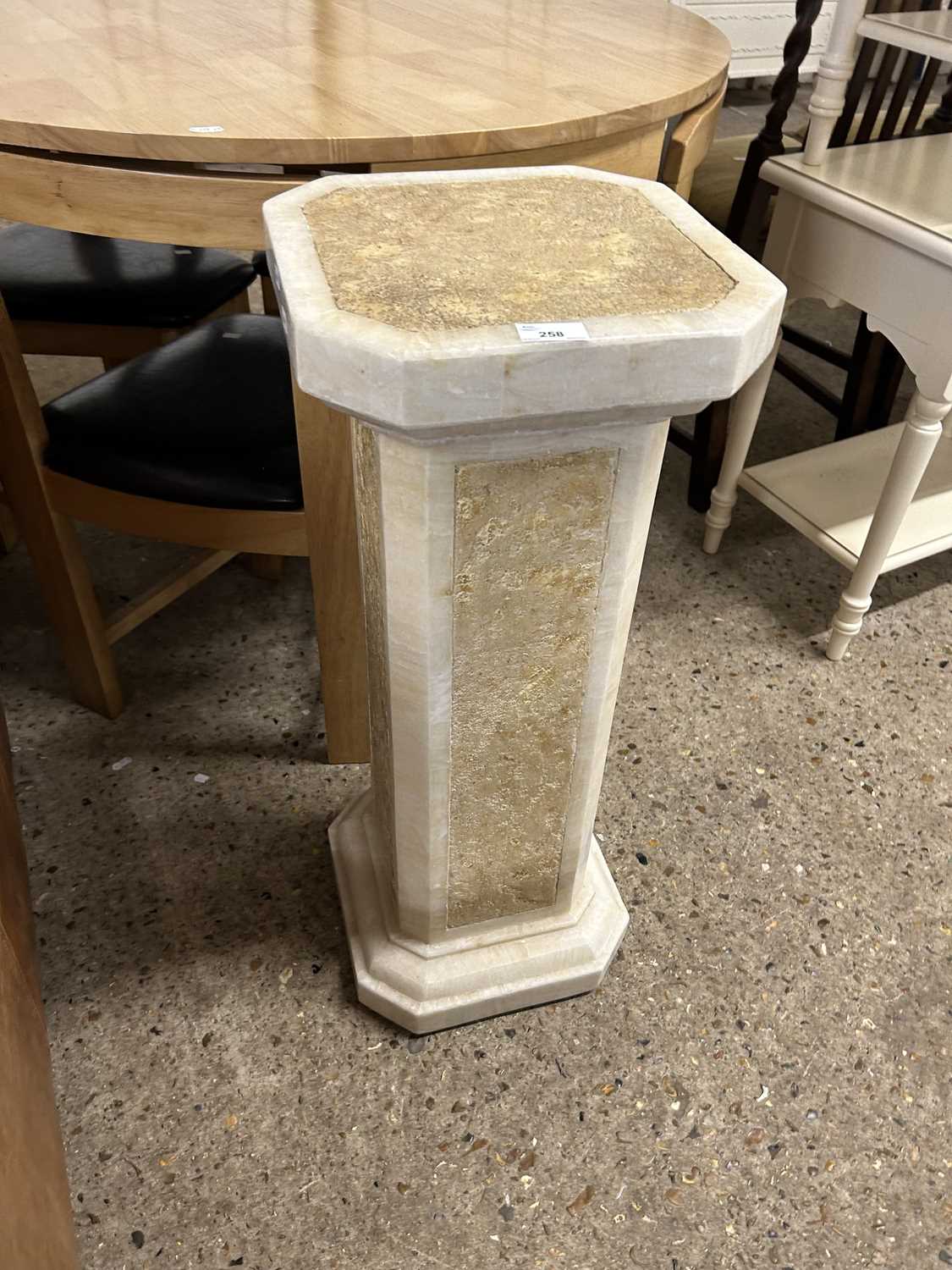 Marble effect pedestal jardiniere stand