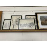 Griffin - A set of four studies of Bristol street scenes, framed and glazed