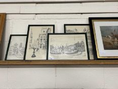 Griffin - A set of four studies of Bristol street scenes, framed and glazed