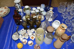 Mixed Lot: Various assorted tea wares, crested china wares, hock glasses, dressing table