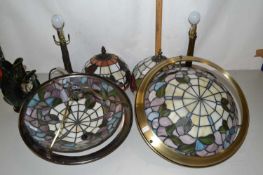 Mixed Lot: A pair of Tiffany style table lamps together with a further pair of Tiffany style light