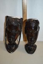 Pair of African hardwood busts