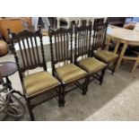 Set of four oak barley twist framed dining chairs