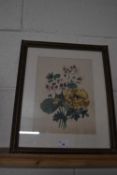 Emily Flinn, still life study of flowers, watercolour dated 1870, framed and glazed