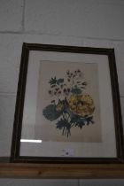 Emily Flinn, still life study of flowers, watercolour dated 1870, framed and glazed