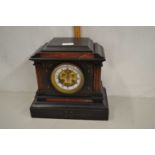 Victorian black slate and marble case mantel clock