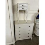 20th Century French style two drawer bedside cabinet and an accompanying four drawer chest (2)