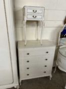20th Century French style two drawer bedside cabinet and an accompanying four drawer chest (2)