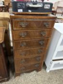 20th Century mahogany narrow chest of drawers 46cm wide