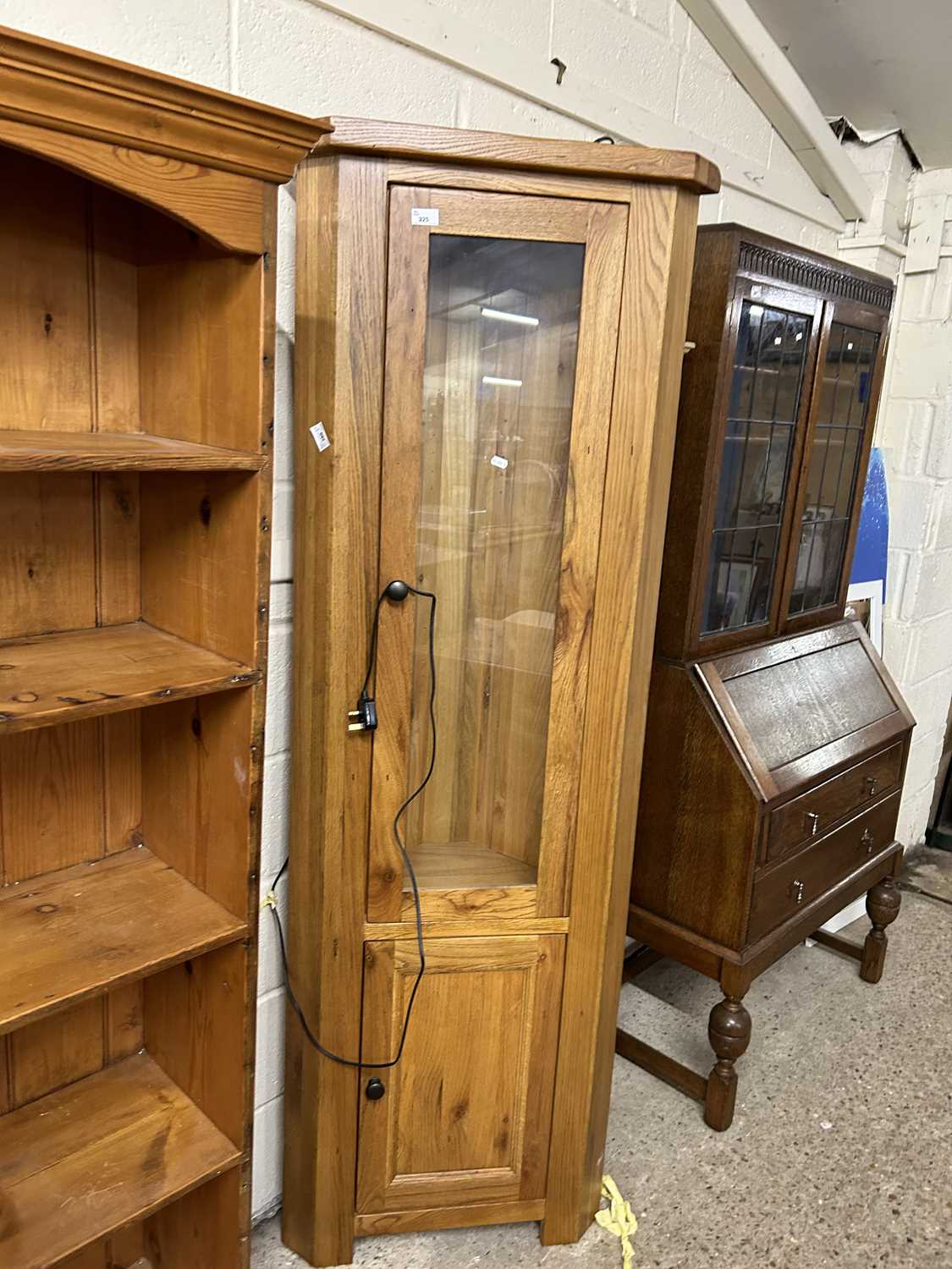 Modern oak corner display cabinet