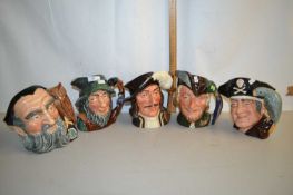 Group of five Royal Doulton character jugs