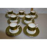 Wedgwood Florentine pattern set of seven coffee cups and saucers
