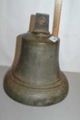 Small cast bronze bell bearing cypher for George VI (body cracked and lacking internal clanger) 24cm