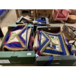 Three boxes containing a collection of various masonic regalia to include East Anglia,