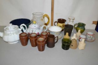 Mixed Lot: Various assorted ceramic to include a range of various small jugs, teapots, pie funnels