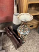 Mixed Lot: Modern Oriental floor standing vase plus further floor vase and a leather case
