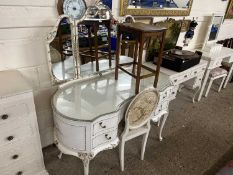 20th Century French style dressing table with triple mirrored back and accompanying chair together