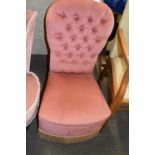 Pink button backed bedroom chair