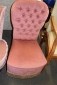 Pink button backed bedroom chair