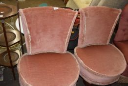 Pair of pink velour upholstered bedroom chairs