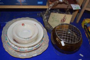 Mixed Lot: Assorted ceramics, glass rose bowl, glass basket etc
