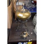 Onyx table lamp base and a quantity of assorted glass shades