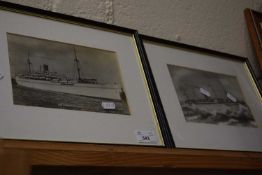 Print of HMT Somersetshire and HMT Lancashire, both framed and glazed (2)