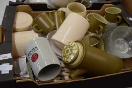 Quantity of Franciscan green glazed dinner wares, beer steins, flat ware etc