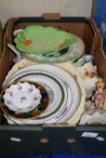 Box of various assorted ornaments, meat plates and other house clearance items