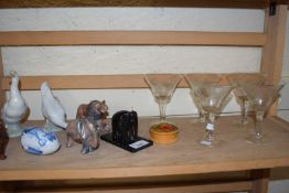 Mixed Lot: Cocktail glasses, model geese, model elephants etc