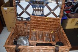 Picnic hamper and assorted contents