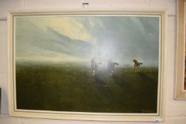 Coloured print of three horses