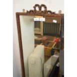 20th Century narrow rectangular wall mirror with ribbon mount