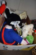 Box of assorted soft toys