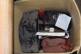 Mixed Lot: Post box, car jack, jump leads, battery charger etc