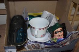 Mixed Lot: Holkham pottery dish, glass ware, Royal Doulton character jug Dick Turpin etc