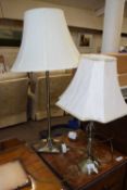 Two brass effect table lamps