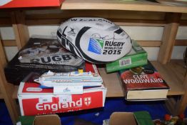 Quantity of Rugby memorabilia to include a signed ball