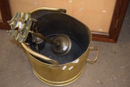 Brass coal bucket and a fire companion set