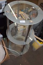 Three tier glass side table