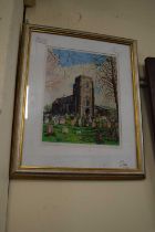 St Andrews Church, Holt by David M Neillson, limited edition 7/50, framed and glazed