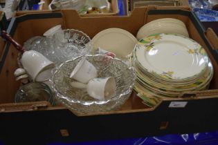 Quantity of Burslem Crownford dinner wares and assorted glass
